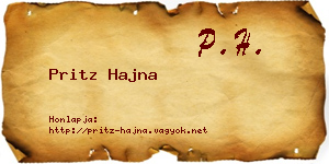 Pritz Hajna névjegykártya